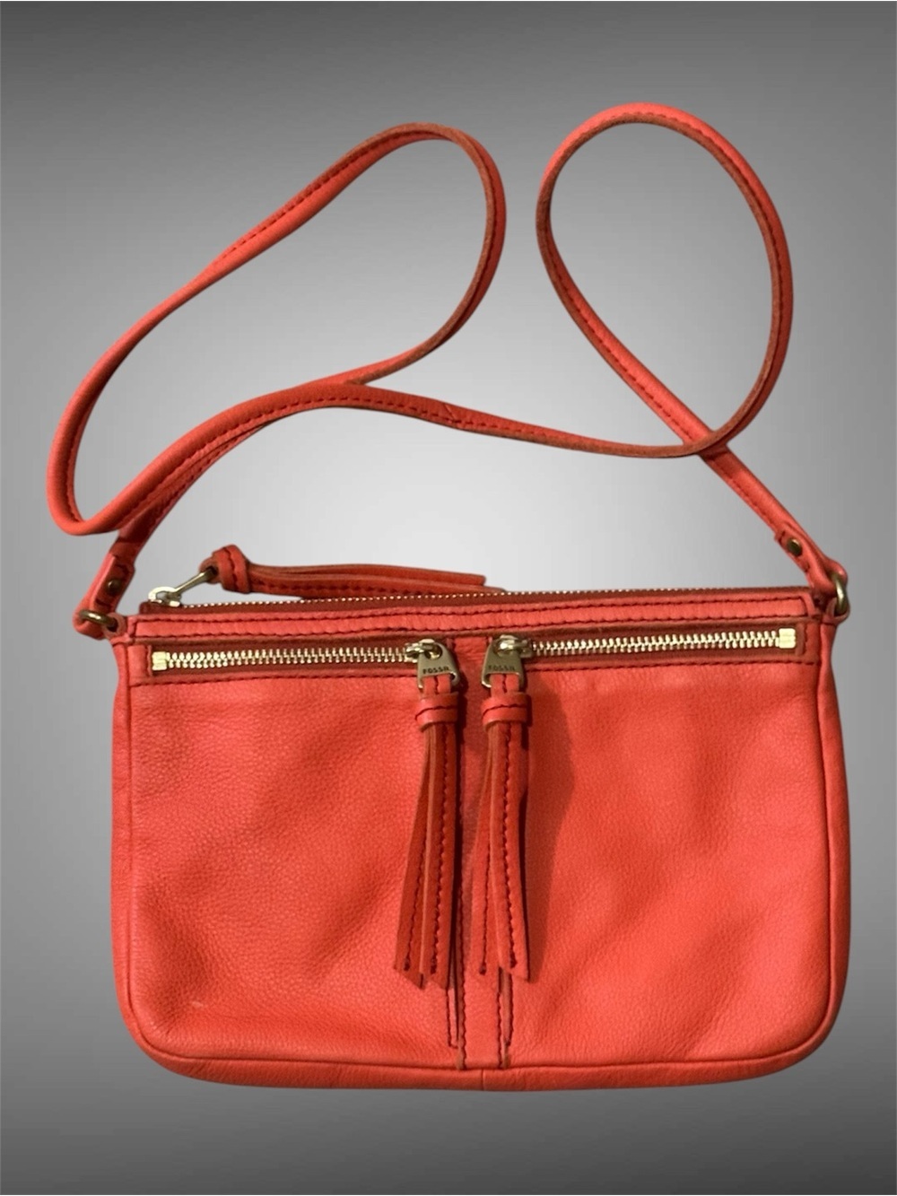 FOSSIL MINI BAG CORAL COLOR LEATHER